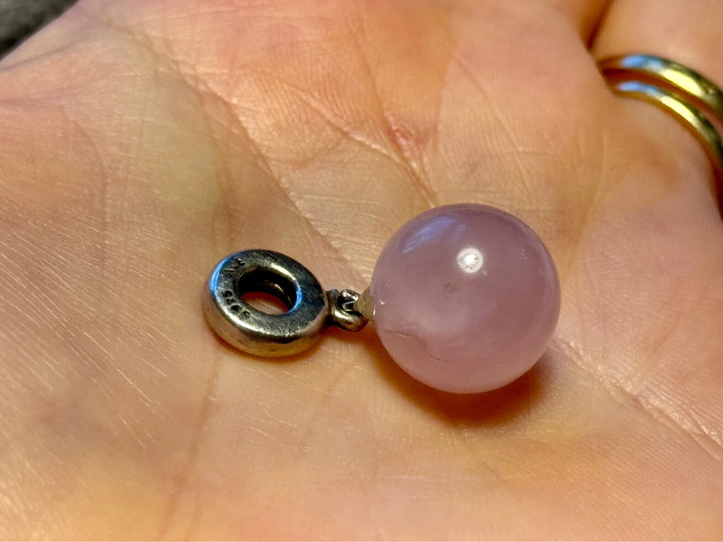 Natural Rose quartz pendant Pandora silver 925 Charm