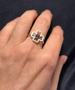 Lucky Sterling silver clover ring, size Q.