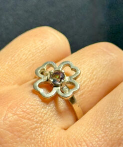 Lucky Sterling silver clover ring, size Q.