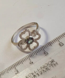 Lucky Sterling silver clover ring, size Q