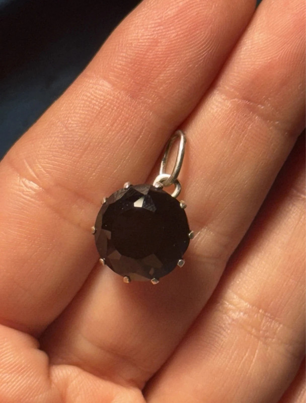 Stunning Black Natural Spinel Pendant Sterling Silver Pendant