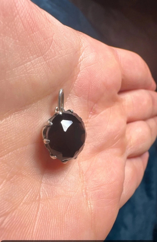 Stunning Black Natural Spinel Pendant Sterling Silver Pendant