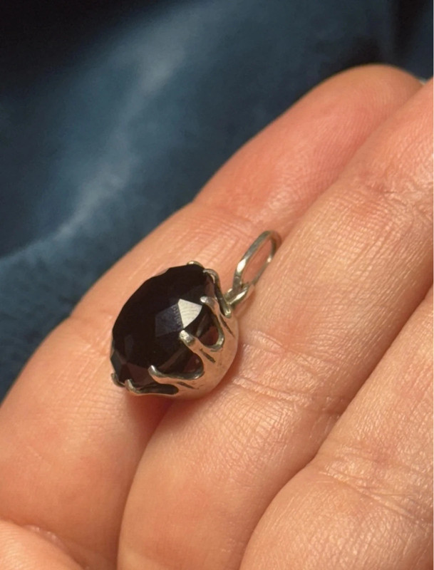 Stunning Black Natural Spinel Pendant Sterling Silver Pendant