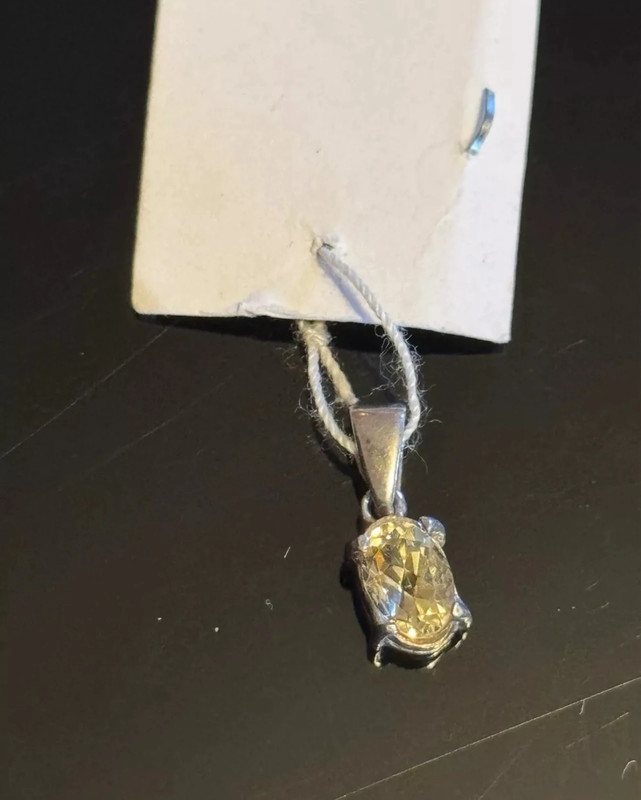 Natural Citrine Solid 925 Sterling Silver Oval Dainty Pendant