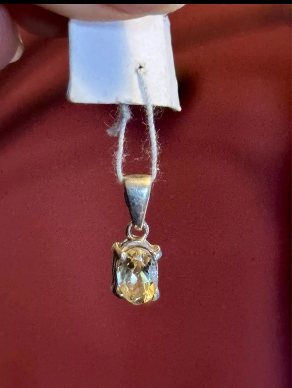 Natural Citrine Solid 925 Sterling Silver Oval Dainty Pendant