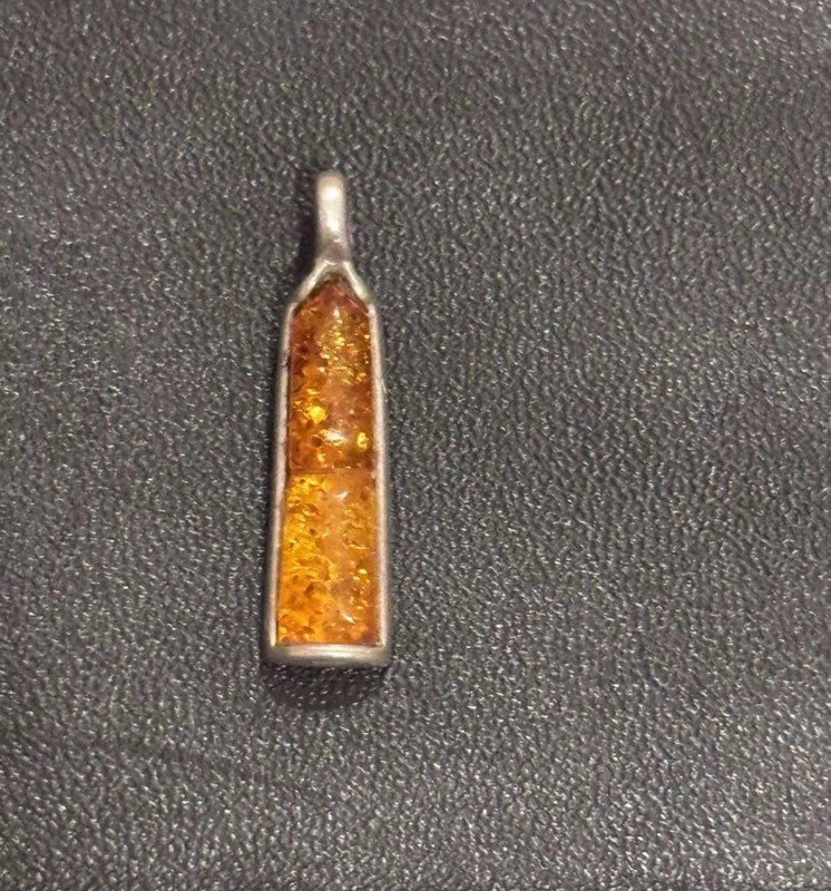 Vintage Amber Sterling Silver Pendant#108
