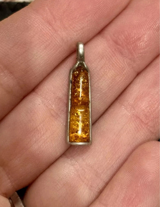 Vintage Amber Sterling Silver Pendant#108