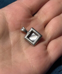 Vintage Deco Marcasite 925 Sterling Silver Mother of Pearl Pendant