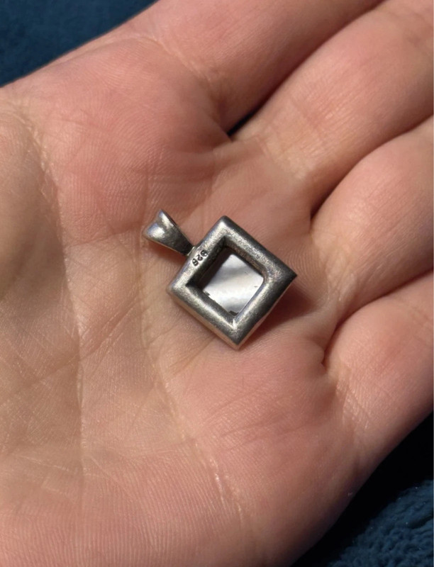 Vintage Deco Marcasite 925 Sterling Silver Mother of Pearl Pendant