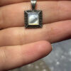Vintage Deco Marcasite 925 Sterling Silver Mother of Pearl Pendant