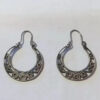 800 Silver Cut Out Scroll Design Snap Closure Hoop Earrings