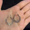 800 Silver Cut Out Scroll Design Snap Closure Hoop Earrings
