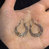 800 Silver Cut Out Scroll Design Snap Closure Hoop Earrings