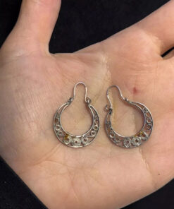 800 Silver Cut Out Scroll Design Snap Closure Hoop Earrings
