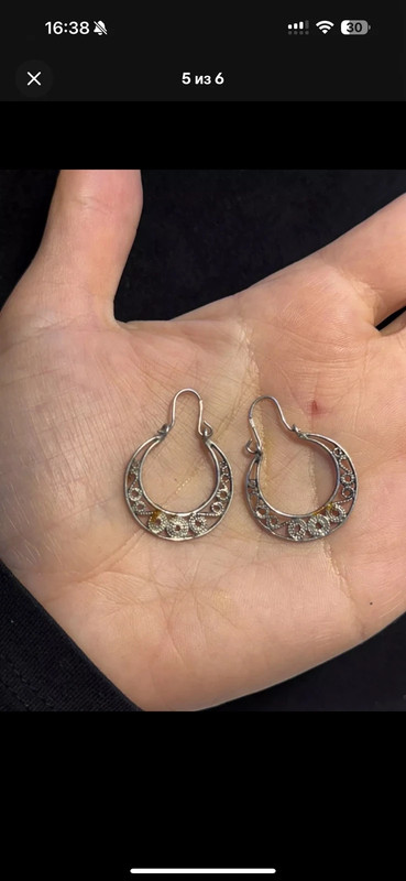 800 Silver Cut Out Scroll Design Snap Closure Hoop Earrings