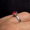 Red Cubic Sterling Silver Ring UK O