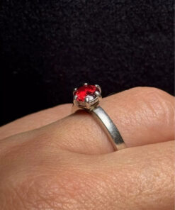 Red Cubic Sterling Silver Ring UK O