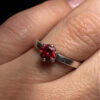 Red Cubic Sterling Silver Ring UK O