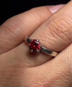 Red Cubic Sterling Silver Ring UK O