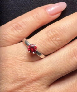 Red Cubic Sterling Silver Ring UK O