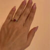 Red Cubic Sterling Silver Ring UK O