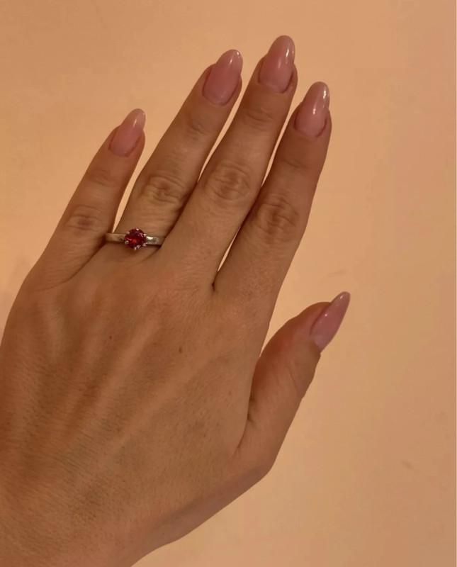 Red Cubic Sterling Silver Ring UK O