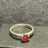 Red Cubic Sterling Silver Ring UK O