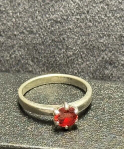 Red Cubic Sterling Silver Ring UK O