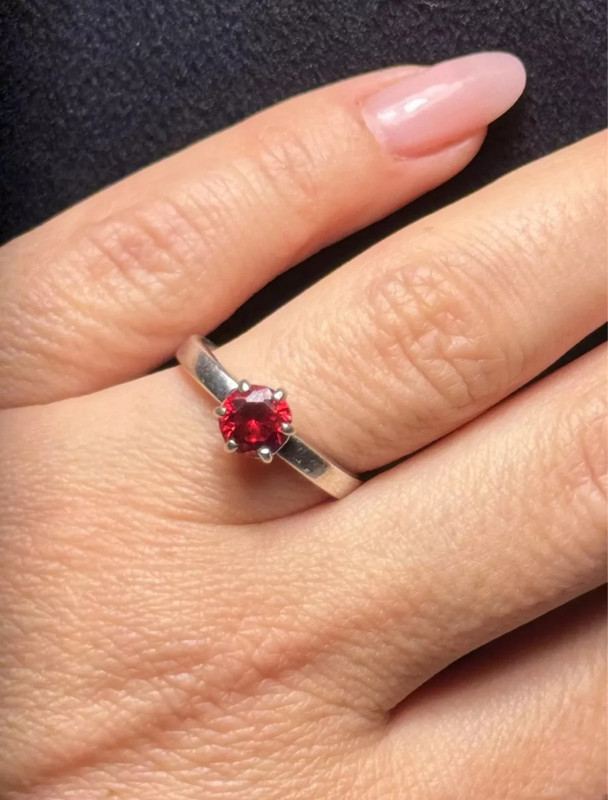 Red Cubic Sterling Silver Ring UK O