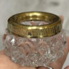 Vintage USSR Gold Gilded 875 Silver Rim Cut Crystal Salt Cellar