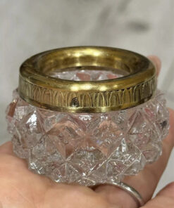 Vintage USSR Gold Gilded 875 Silver Rim Cut Crystal Salt Cellar