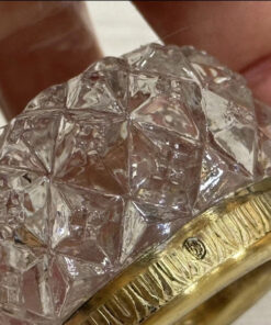 Vintage USSR Gold Gilded 875 Silver Rim Cut Crystal Salt Cellar