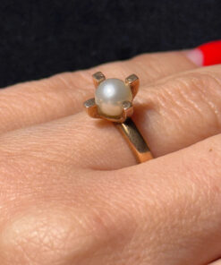 14k Gold Ring Size O Pearl 3.67gr
