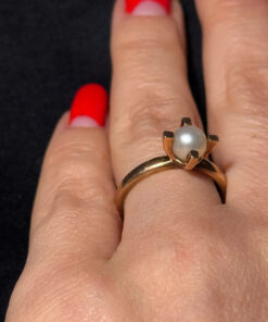 14k Gold Ring Size O Pearl 3.67gr