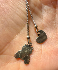 Sterling silver chain with gold plated heart and taddy bear , 3.72 gr