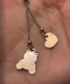 Sterling silver chain with gold plated heart and taddy bear , 3.72 gr