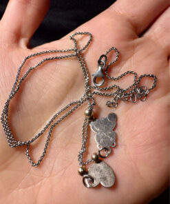 Sterling silver chain with gold plated heart and taddy bear , 3.72 gr