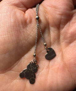 Sterling silver chain with gold plated heart and taddy bear , 3.72 gr
