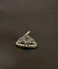 Sterling Silver  Natural Real Ruby Emerald  Pendant