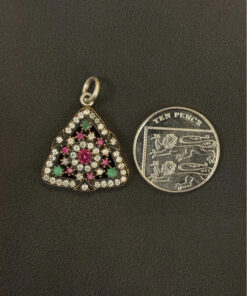 Sterling Silver Natural Real Ruby Emerald Pendant