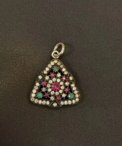 Sterling Silver Natural Real Ruby Emerald Pendant