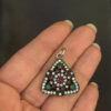 Sterling Silver  Natural Real Ruby Emerald  Pendant