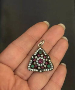 Sterling Silver Natural Real Ruby Emerald Pendant
