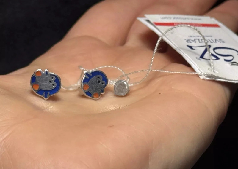 Sterling Silver children's earrings with enamel penguins