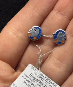 Sterling Silver children's earrings with enamel penguins