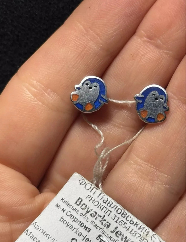 Sterling Silver children's earrings with enamel penguins