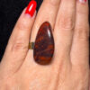Natural Red jasper cabochon ring, adjustable, approximately size O+