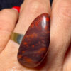 Natural Red jasper cabochon ring, adjustable, approximately size O+