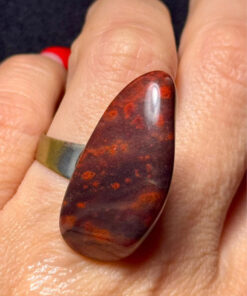 Natural Red jasper cabochon ring, adjustable, approximately size O+