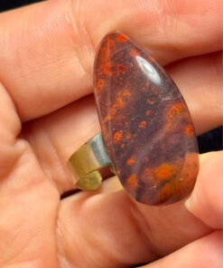 Natural Red jasper cabochon ring, adjustable, approximately size O+